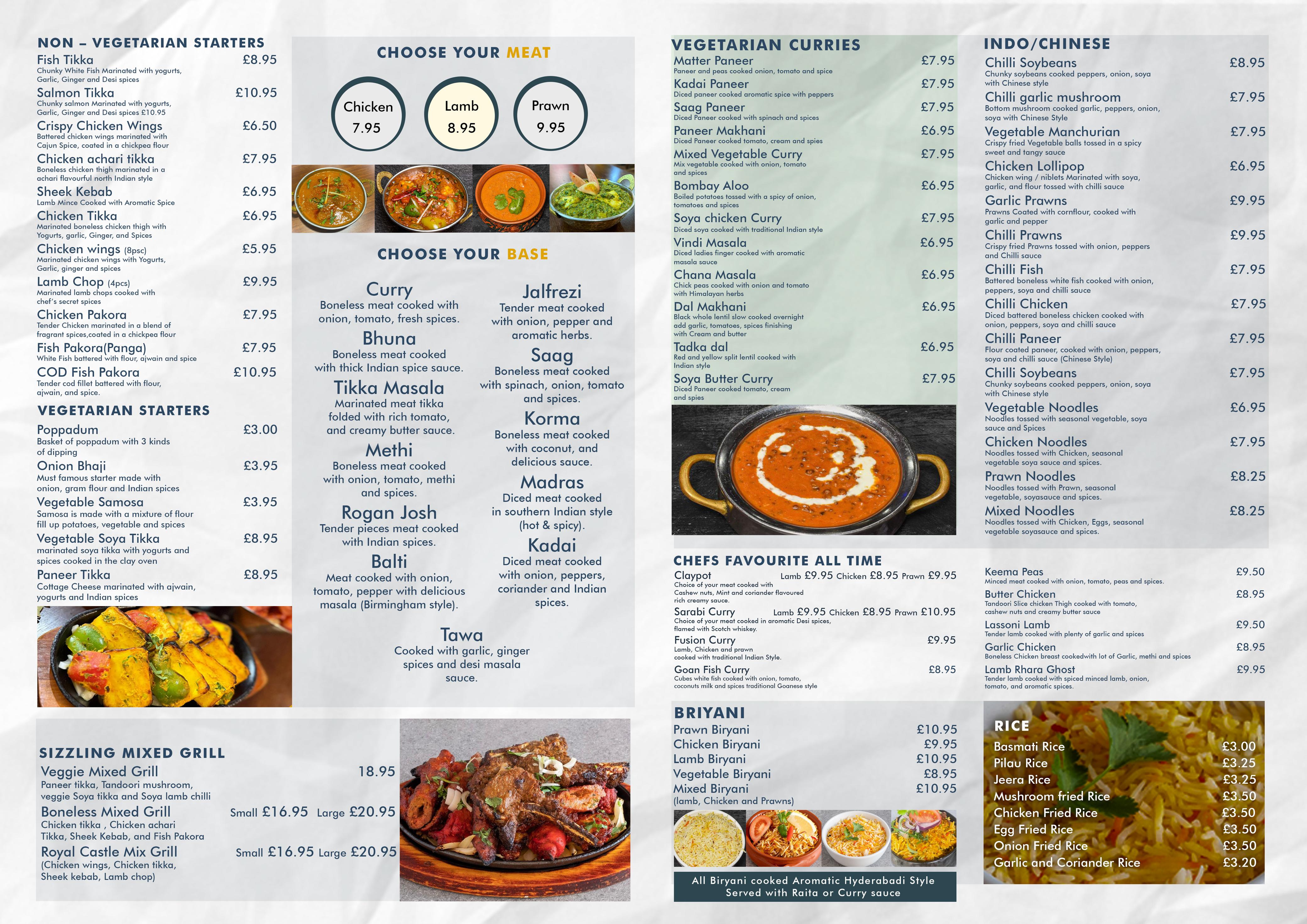 Full menu, back side